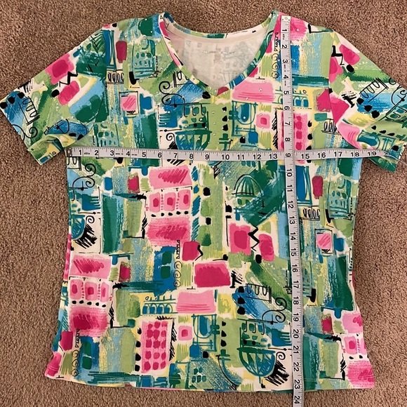 Women’s Allison Daley Pink/Green Shirt Size Small Petite - Picture 4 of 6